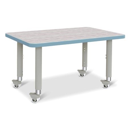 Jonti-Craft Berries Rectangle Activity Table, 24 in. x 36 in., Mobile, Driftwood Gray/Coastal Blue/Gray 6478JCM452